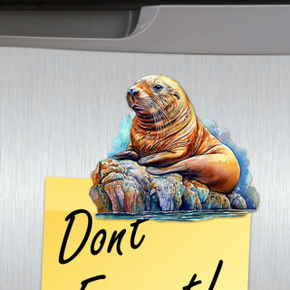 Sea Lions Decorative Eco Wood Magnets Set of 6 by G. Debrekht - Wildlife Coastal Decor - 8090127G-S6