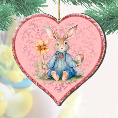 Easter Bunny Heart Wooden Ornaments by G. DeBrekht Easter Spring Decor - 8652780