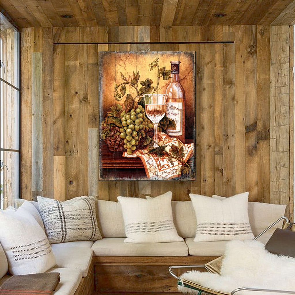 Avel Vine and Grapes Wooden Wall Art by Nature Wonders - Nature Wildlife Decor - 95349B