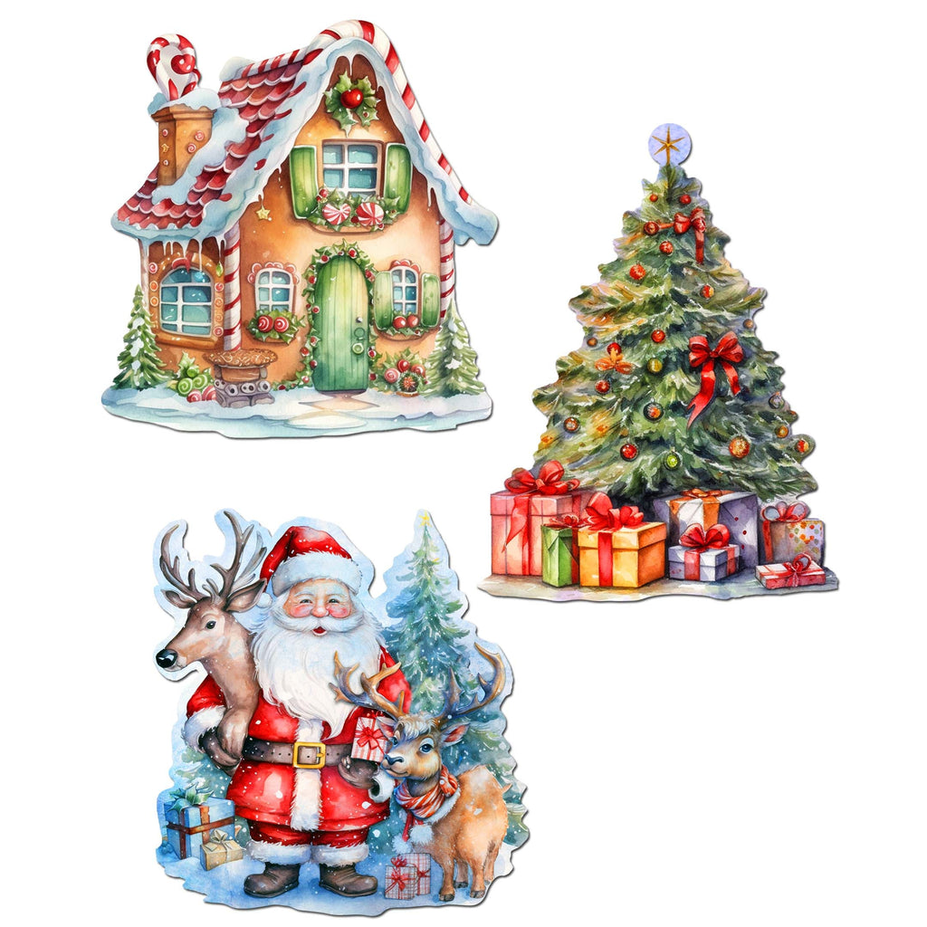 Christmas Is Here Clip-On Eco Wood Decorative Ornaments Set of 3 by G. Debrekht - Christmas Decor - 8091028C-S3