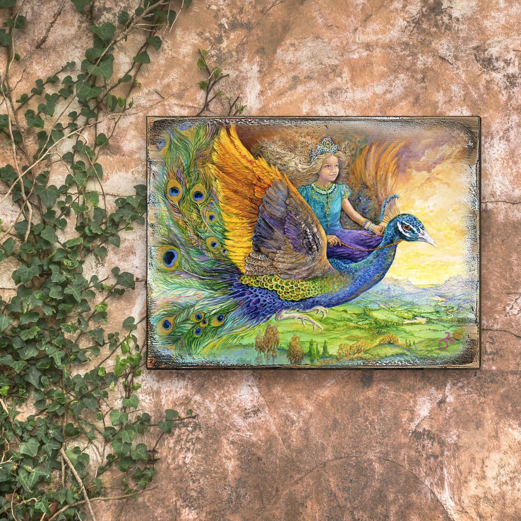 Peacock Princess Fantasy Wooden Wall Art by Josephine Wall - Fantasy Decor - 852138-JW