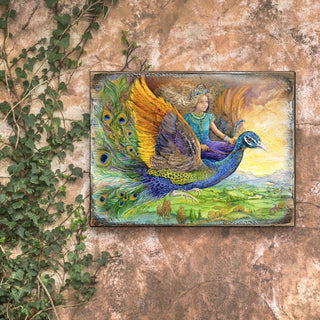 Peacock Princess Fantasy Wooden Wall Art by Josephine Wall - Fantasy Decor - 852138-JW