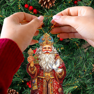 Santa's Dove of Hope Wooden Ornaments by G. Debrekht - Christmas Santa Snowman Decor - 8691416