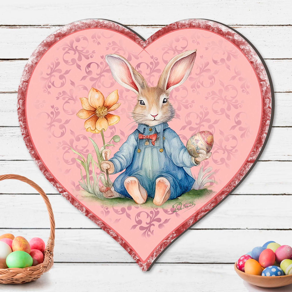 Easter Bunny Heart Holiday Door Decor by G. Debrekht - Easter Spring Decor - 8652780H