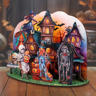 Halloween Spooky Village Eco Wood Decorative Village Eco Wood Set by G. Debrekht - Halloween Decor - 852741-12