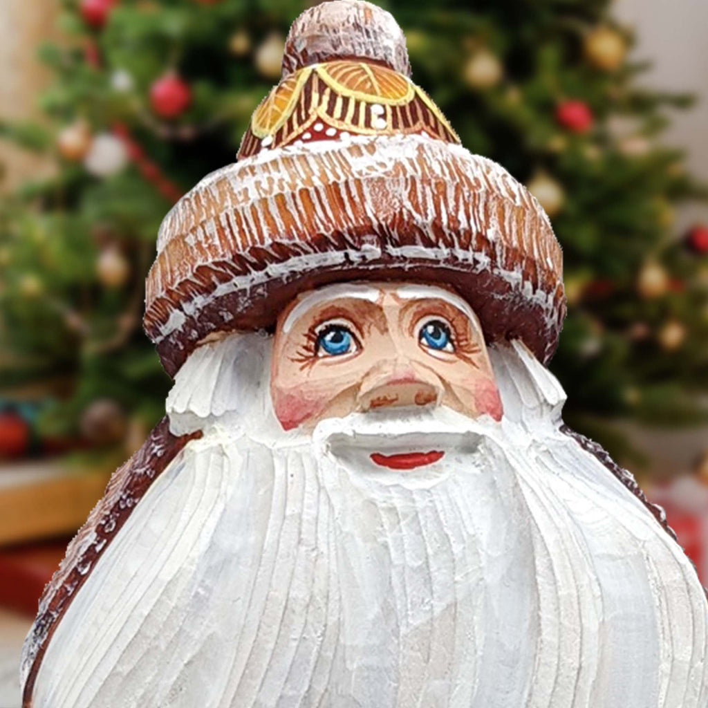 Mystical Grizzly Santa Hand-Painted WOODCARVED Figurine by G. DeBrekht - Christmas Santa Snowman Decor - 8208015