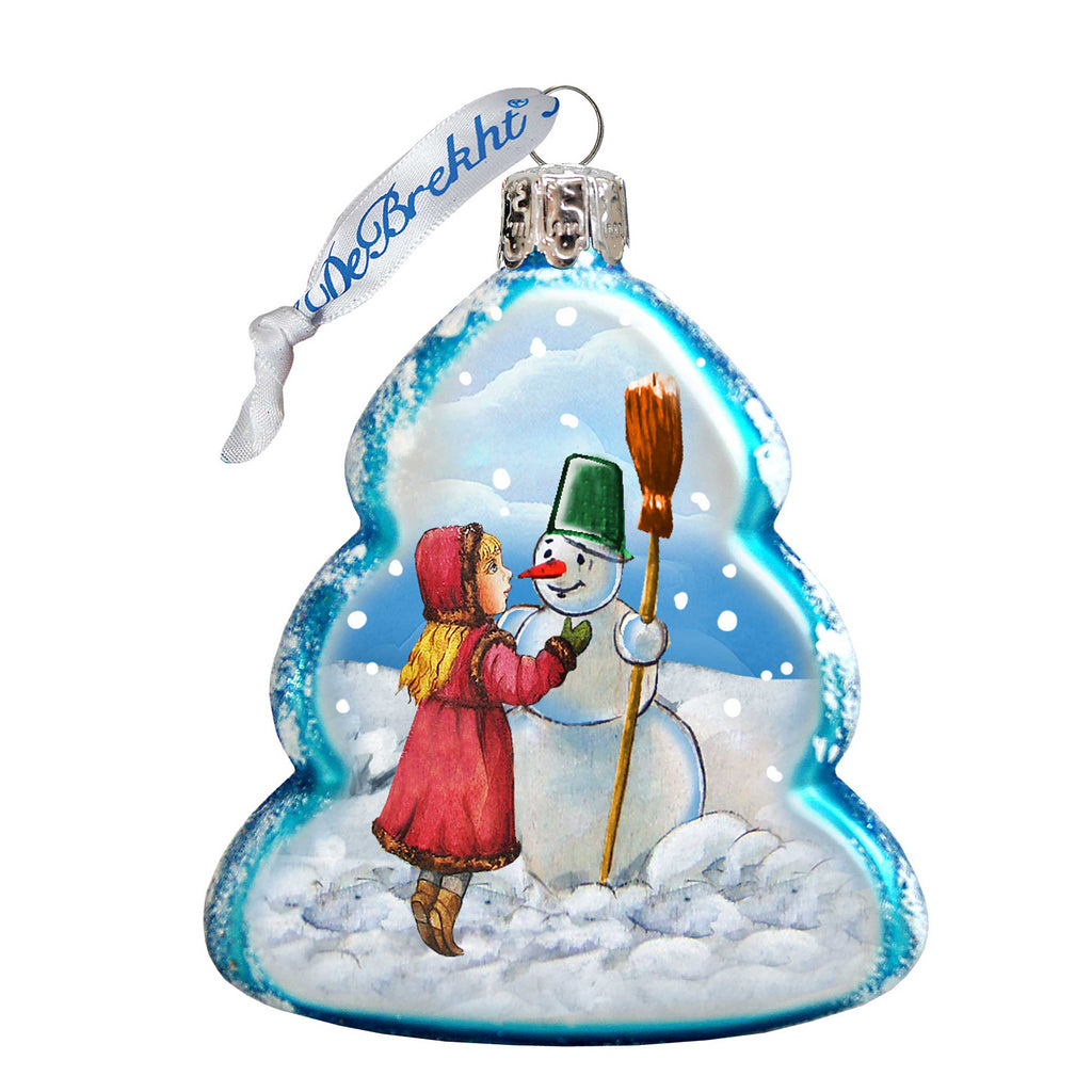 Playing Snowman Mercury Glass Ornament by G. DeBrekht - Christmas Santa Snowman Decor - 777386
