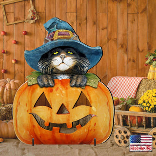 Black Cat Pumpkin Halloween Outdoor Decor by G. DeBrekht - Thanksgiving Halloween Decor - 8158416F