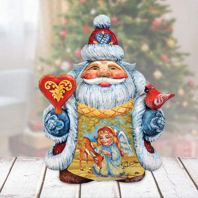 Santa with Angel and Deer Handcrafted Christmas Figurine - G. DeBrekht - Christmas Santa Snowman Decor - 533413