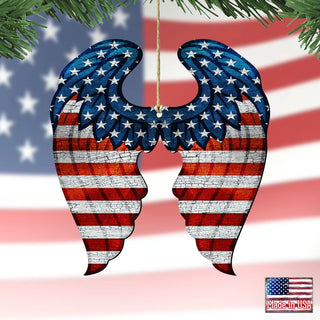 USA Wings Wooden Ornaments - American Christmas Decor - 8187131