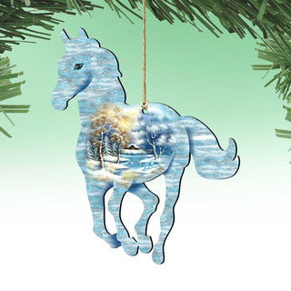 Running Pony Wooden Ornaments - Tree Ornament by G. DeBrekht - Wildlife Holiday Decor - 8198155