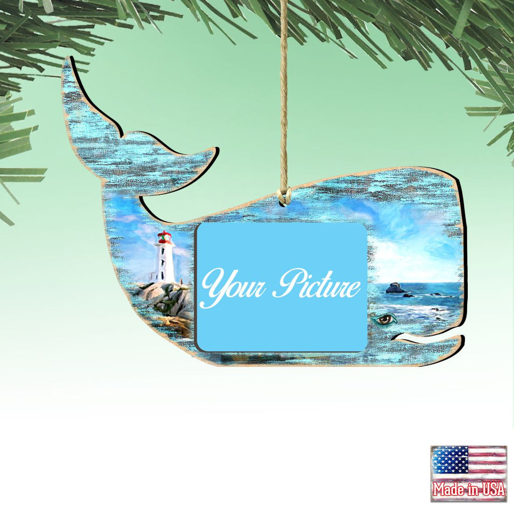 Whale Coastal Picture Frame Ornaments - Ornament for Photo - Coastal Holiday Decor - 81985162PF