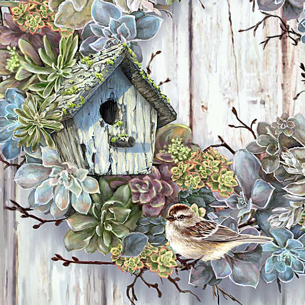 Succulent Wreath Wooden Wall Art by D. Gelsinger - Easter Spring Decor - 95610B04