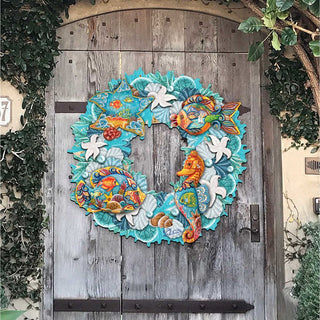 Coastal Sea Creatures Holiday Door Wreath by G. DeBrekht - Coastal Holiday Decor - 8185306-3H