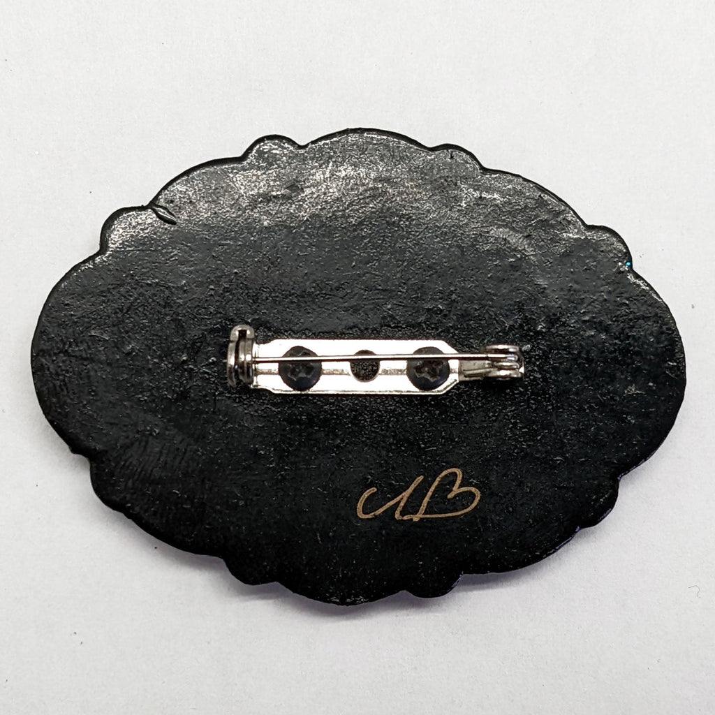 Make It Take It Paper Mache Oval Lacquered Brooch Set of 6 by G. DeBrekht - - UP-01