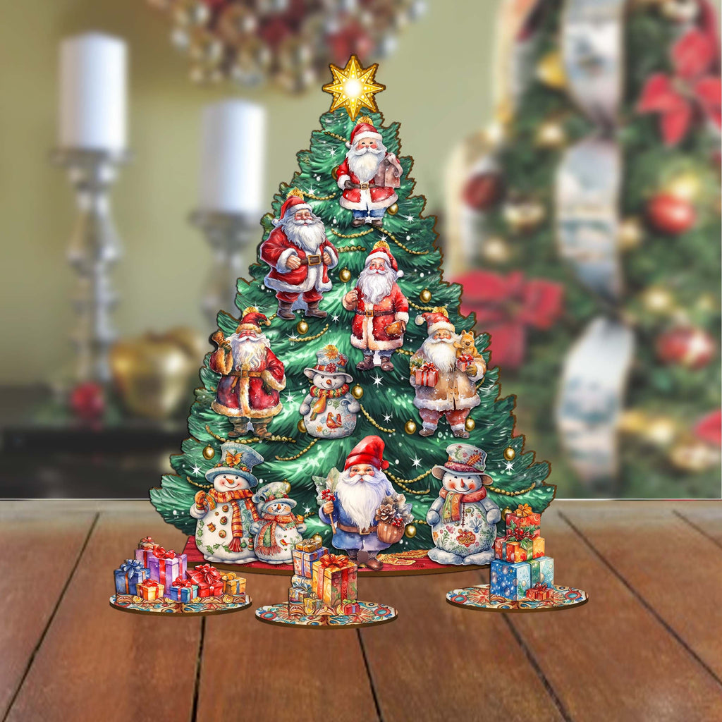 Santa Claus Christmas Tree Eco Wood Set by G.DeBrekht Christmas Decor - 8091516