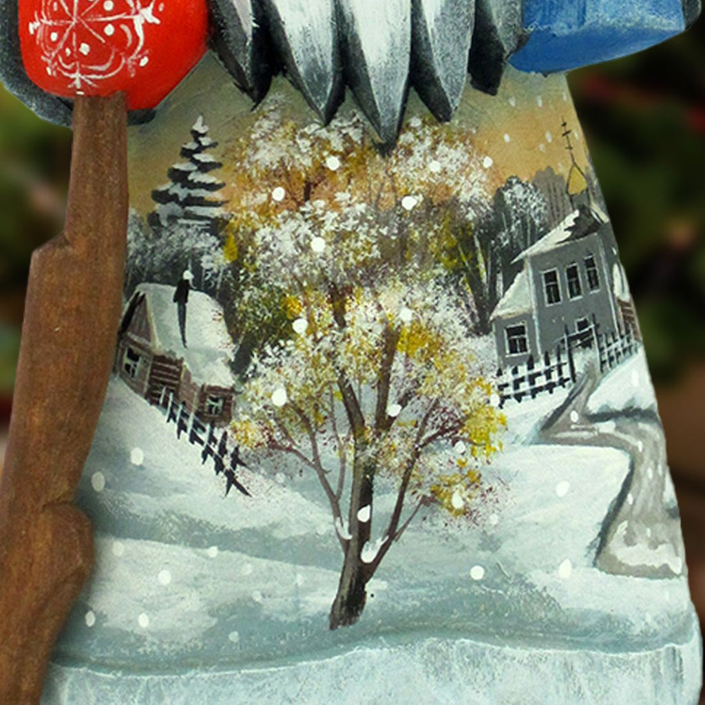 Winter Landscape Santa Hand-Painted WOODCARVED Figurine by G. DeBrekht - Christmas Decor - 8215099