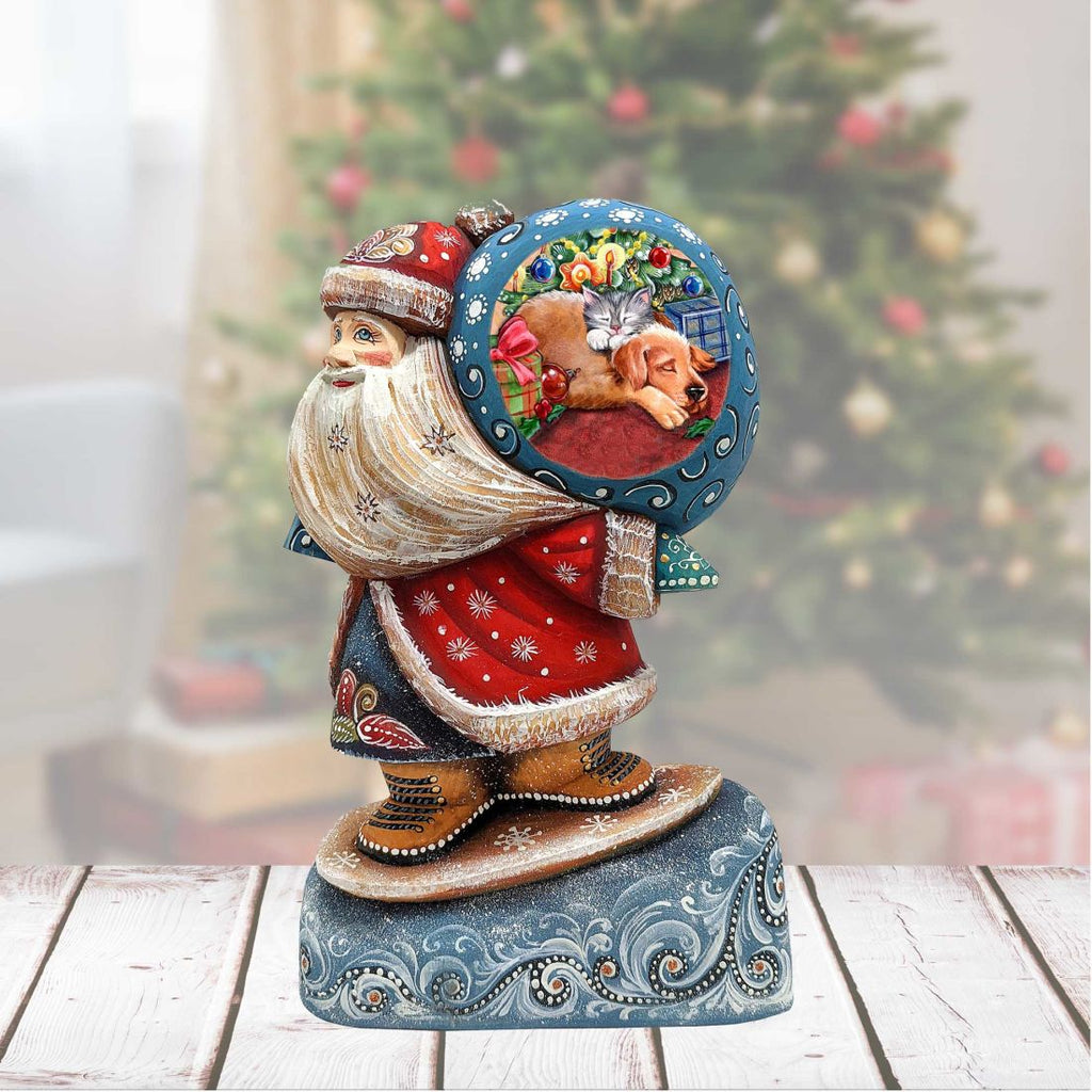 Father Frost's Pet Sack Hand-Painted WOODCARVED Masterpiece by G. DeBrekht - Wildlife Holiday Decor - 8204011 *** PRE-ORDER - Handmade Just for You! ***