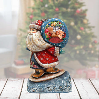 Father Frost's Pet Sack Hand-Painted WOODCARVED Masterpiece by G. DeBrekht - Wildlife Holiday Decor - 8204011 *** PRE-ORDER - Handmade Just for You! ***