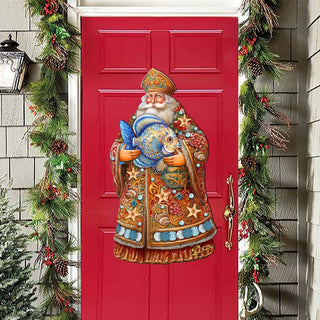 Santa with Fish Holiday Door Decor by G. Debrekht - Christmas Santa Snowman Decor - 8691411H