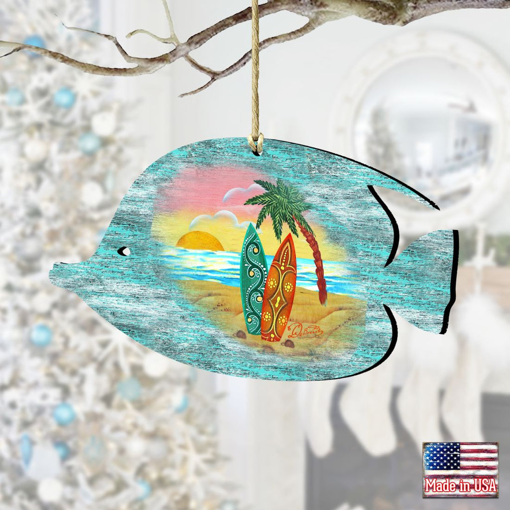 Fish Christmas Wooden Ornaments by G. DeBrekht - Coastal Holiday Decor - 8198527