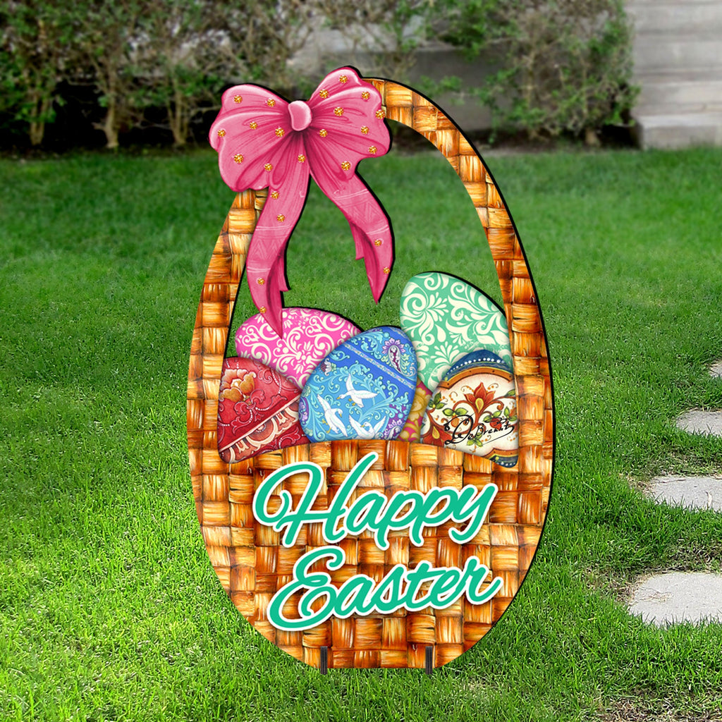 Easter Basket Outdoor Scene by G. DeBrekht - Easter Spring Decor - 8185309F