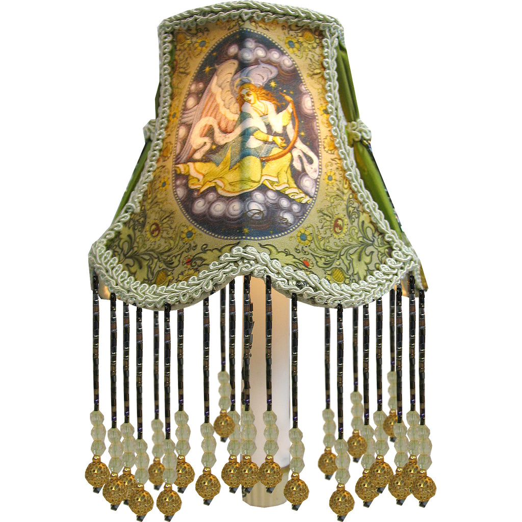 a lamp with a painting of a woman on it