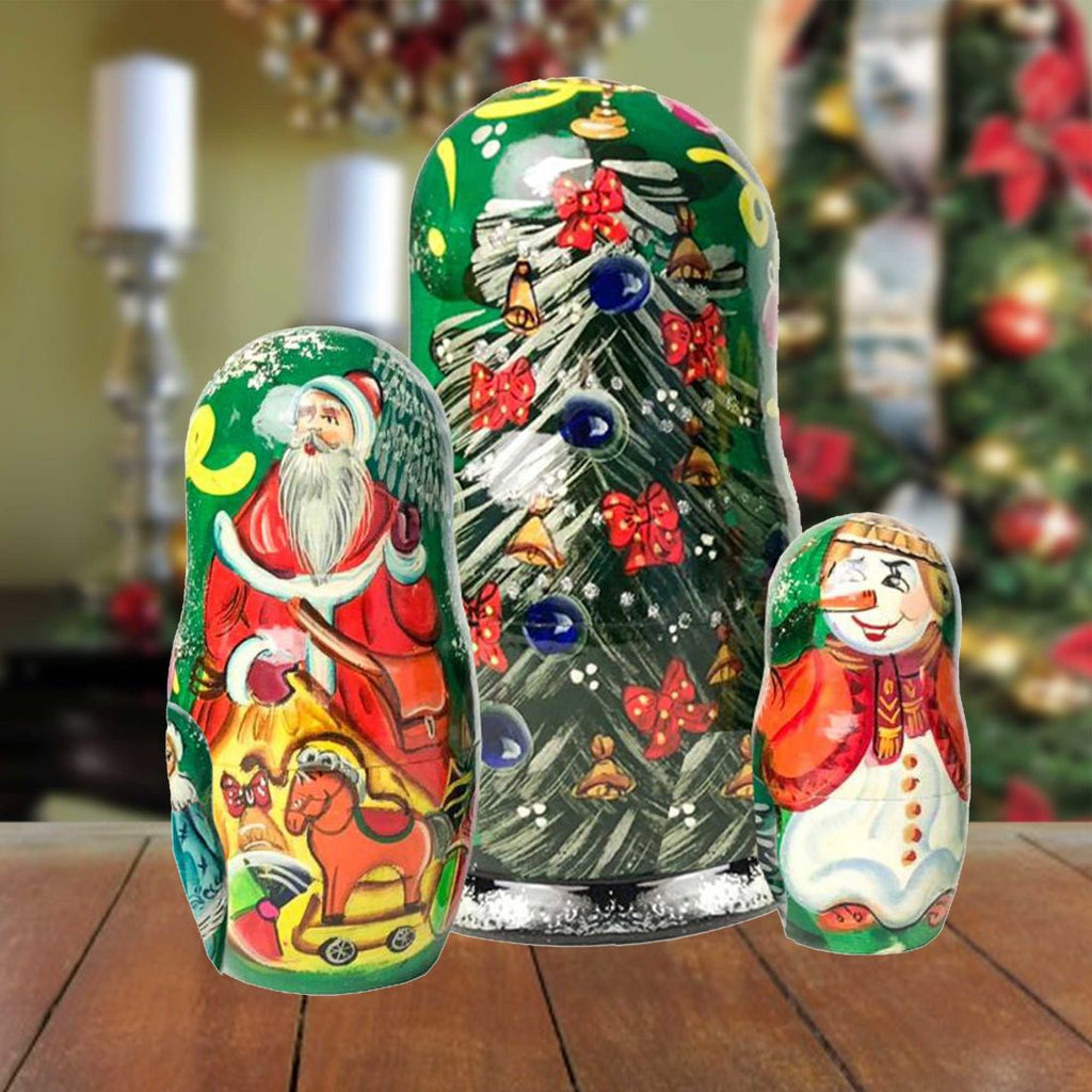 Family Tree Oversized Matreshka Nesting Hand-Painted Doll Set of 3 by G. DeBrekht - Christmas Decor - 161512