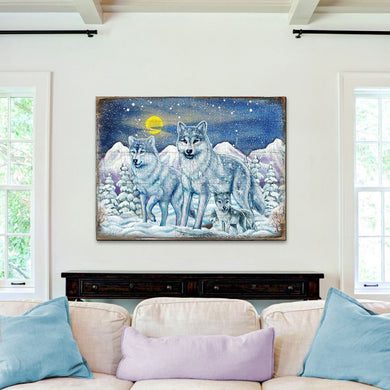 Rustic Wolves Art Wooden Wall Art by Nature Wonders - Nature Wildlife Decor - 95211B