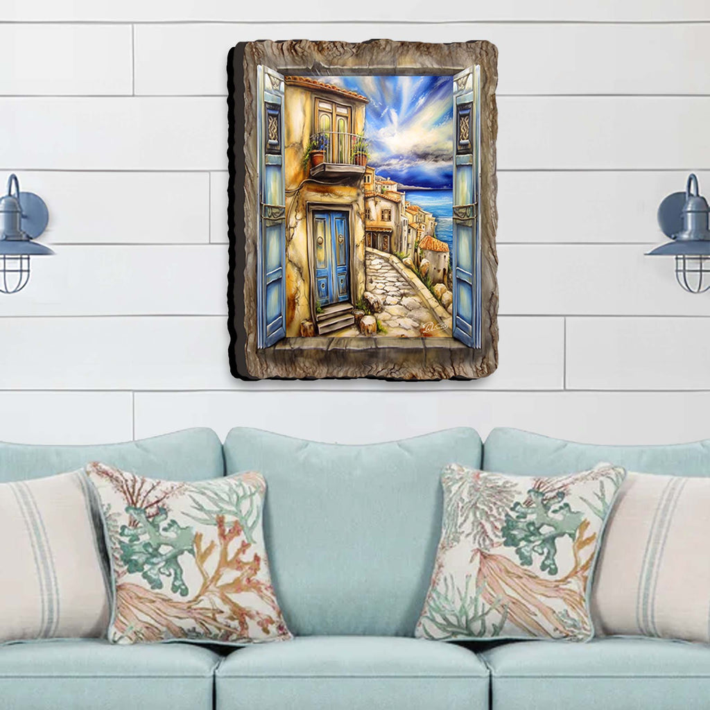 Coastal Town Window View Wall Art by G. DeBrekht Coastal Decor - 8492102W
