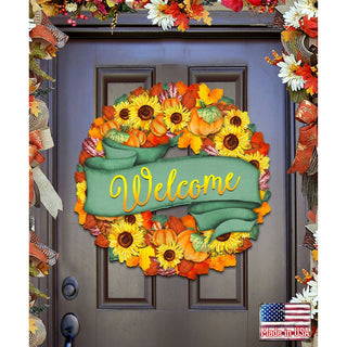 Flower Fall Holiday Door Wreath by G. DeBrekht - Thanksgiving Halloween Decor - 8185305-2H