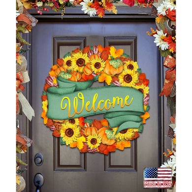 Flower Fall Holiday Door Wreath by G. DeBrekht - Thanksgiving Halloween Decor - 8185305-2H