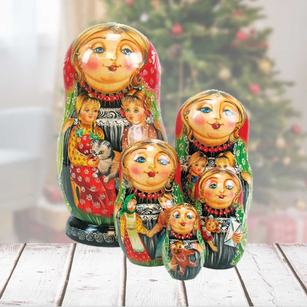 Friends Forever Matreshka Stacking Hand-Painted Dolls Set of 5 by G. DeBrekht - Love Family Kids Decor - 1300931