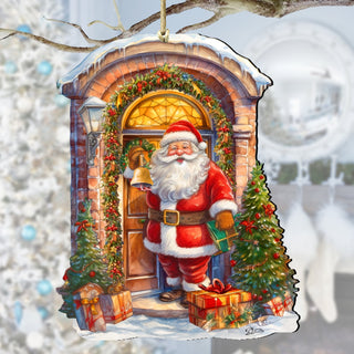 Knocking the Door Santa Wooden Ornaments by G. Debrekht Christmas Santa Snowman Decor - 8611044