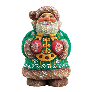 Santa Horseshoe Handcrafted Christmas Figurine - G. DeBrekht - Christmas Santa Snowman Decor - 517611R