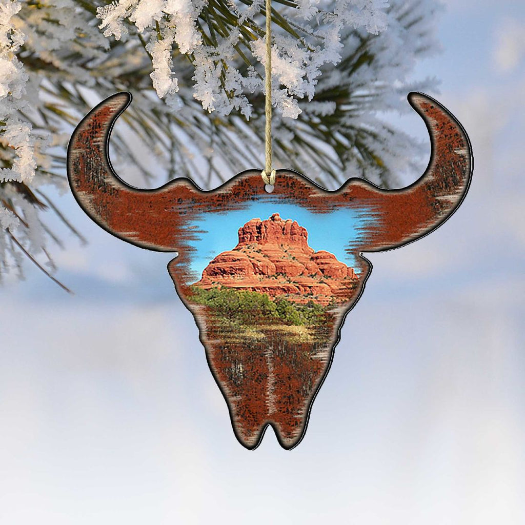 Buffalo Skull Wooden Ornaments by Nature Wonders - Wildlife Holiday Decor - 8198235