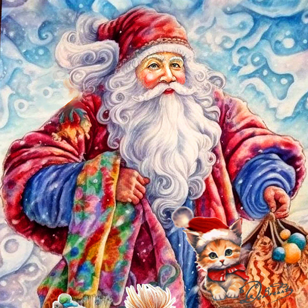 Christmas Magic Santa Hand-Painted WOODCARVED Masterpiece Figurine by G. DeBrekht - Santa Snowman Christmas Decor - 215871