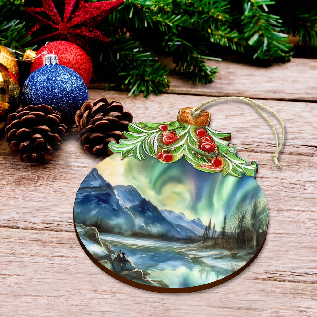 Alaskan Northern Lights Berry Wooden Ornaments by G.Debrekht - Wildlife Holiday Decor - 870023