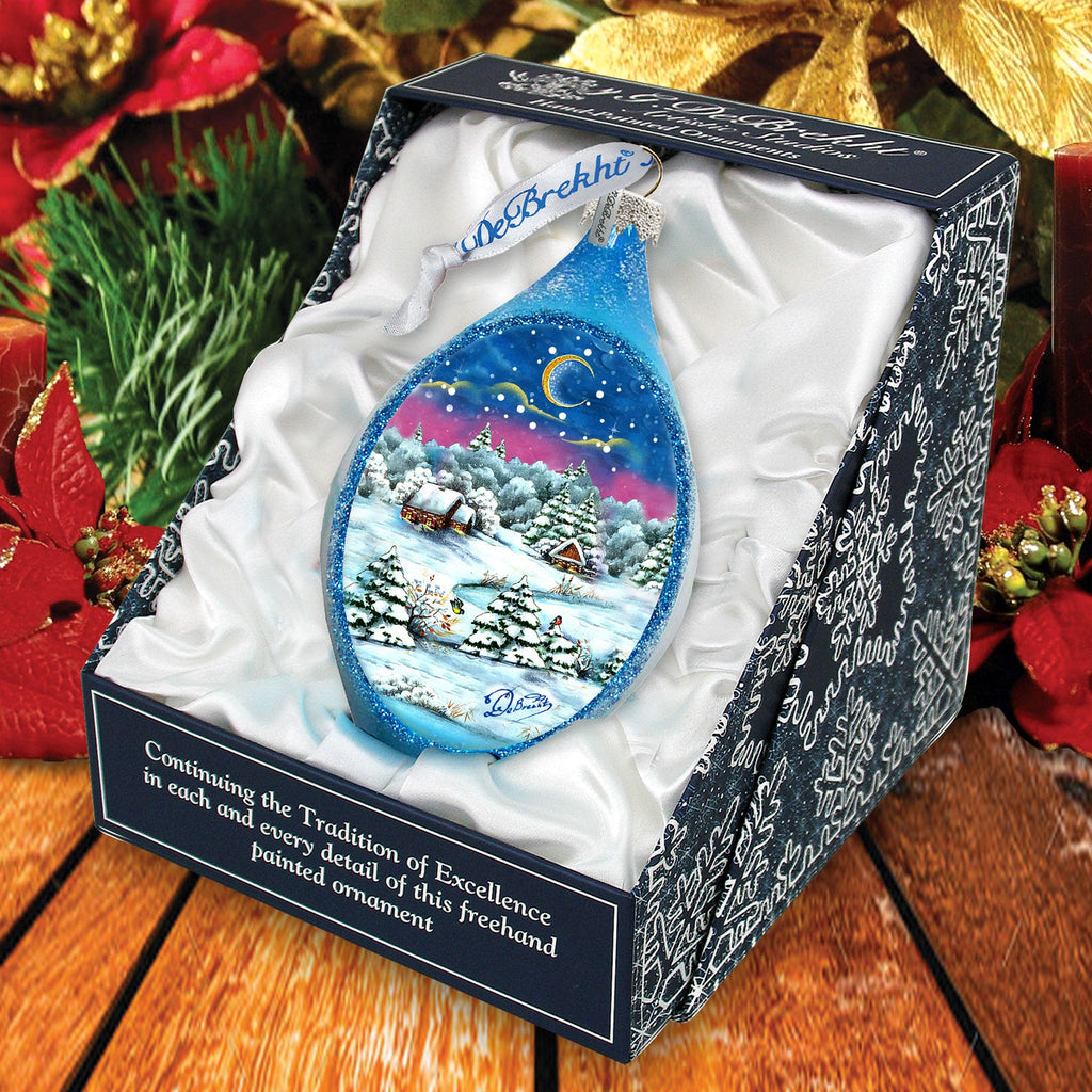 Christmas Night Glass Ornament by G. DeBrekht - 757-081