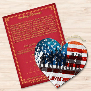 USA Military Heart Wooden Ornaments - American Christmas Decor - 8187130