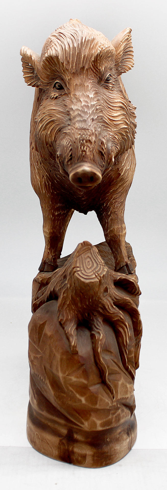 One-of-a-Kind Boar WOODCARVED Handpainted Figurine 15
