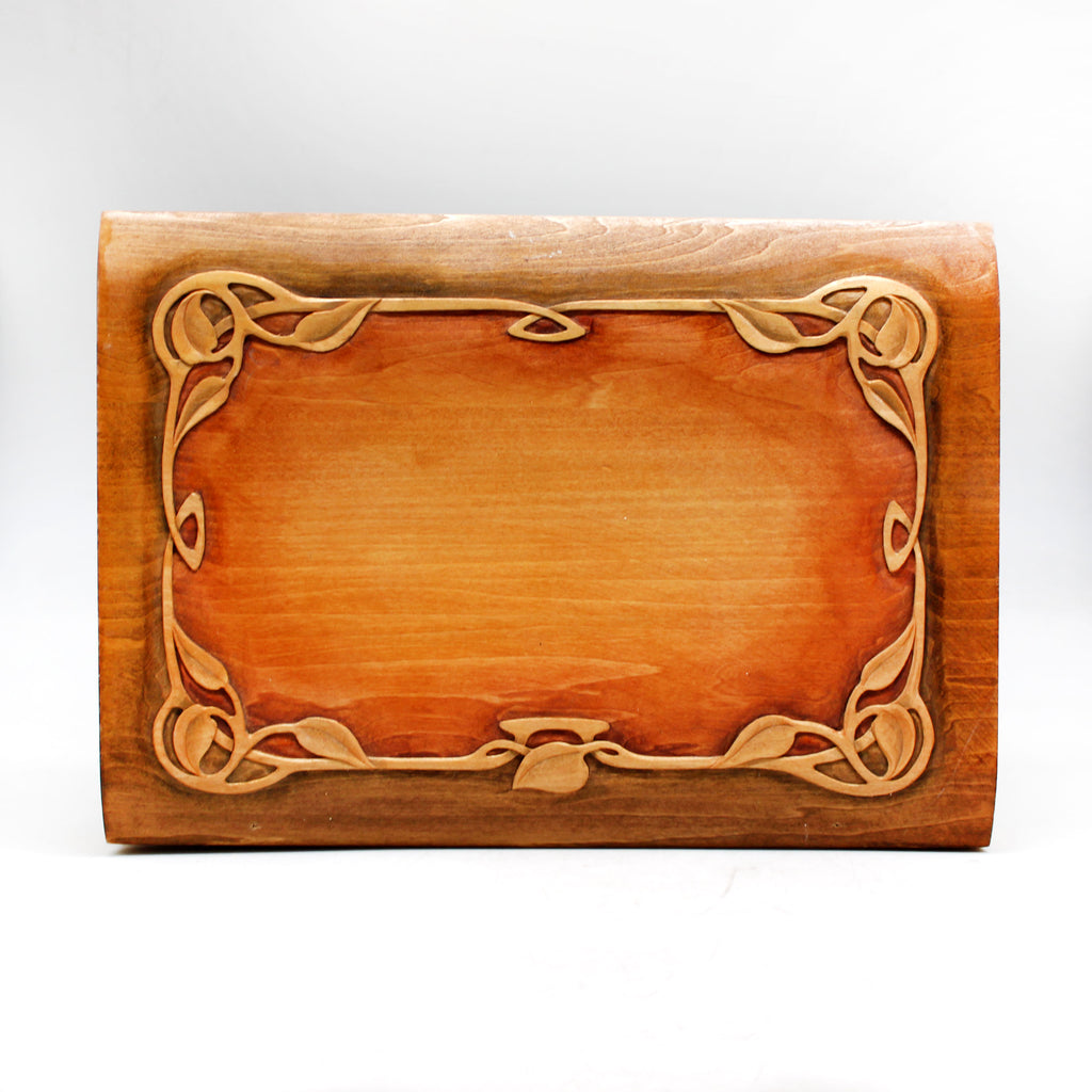 One-of-a-Kind Floral Ornament WOODCARVED Jewelry BOX 10x7x2.5