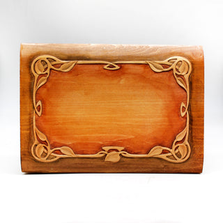 One-of-a-Kind Floral Ornament WOODCARVED Jewelry BOX 10x7x2.5