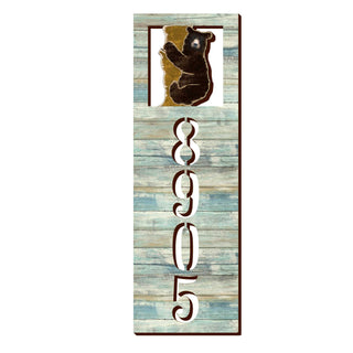 Wildlife Door Numbers Sign - Bear Cub Wooden House Number Plaque - Custom Home Address Sign - MA989825