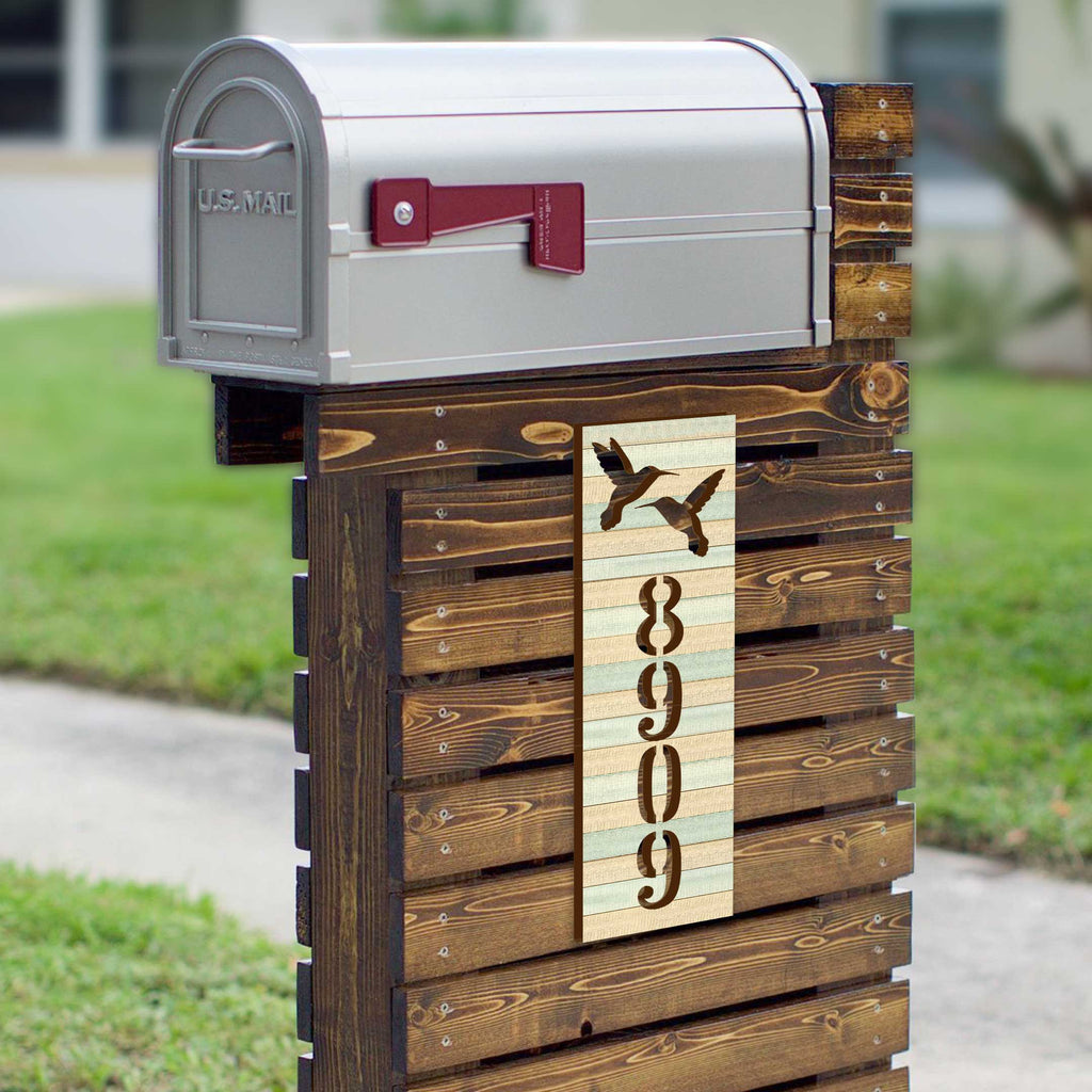 Hummingbird House Number Sign – Handcrafted Wooden Address Plaque for Mailbox Post or Porch – Custom Home Handcrafted Wooden Address Sign MA989830
