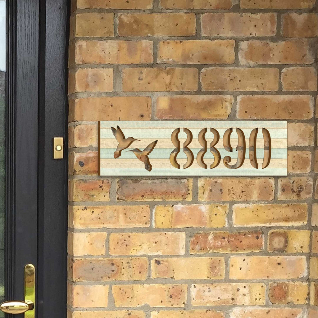 Hummingbird House Number Sign – Handcrafted Wooden Address Plaque for Mailbox Post or Porch – Custom Home Handcrafted Wooden Address Sign MA989830