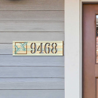 Hummingbird Couple House Number Sign – Handcrafted Wooden Address Plaque for Porch, Entryway, or Garden – Custom Home Handcrafted Wooden Address Sign MA989831