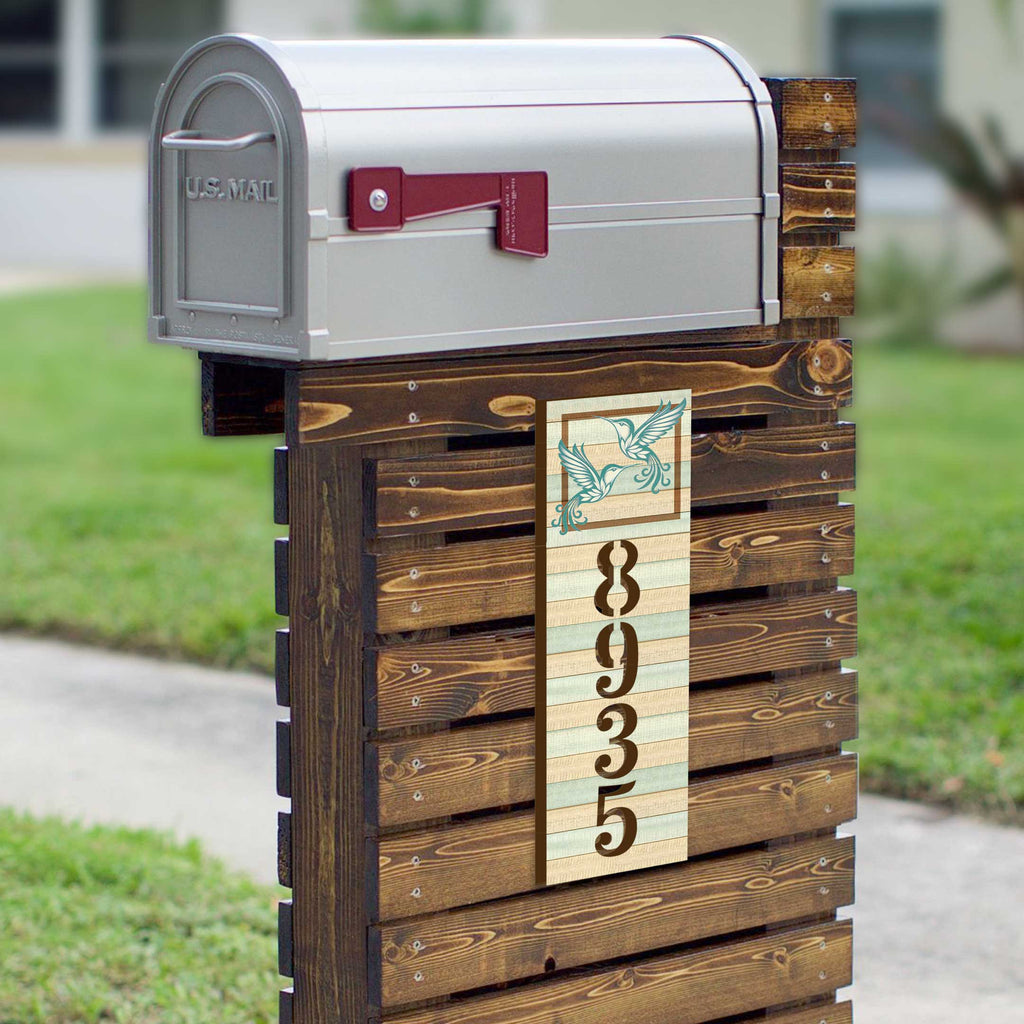 Hummingbird Couple House Number Sign – Handcrafted Wooden Address Plaque for Porch, Entryway, or Garden – Custom Home Handcrafted Wooden Address Sign MA989831