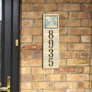 Hummingbird Couple House Number Sign – Handcrafted Wooden Address Plaque for Porch, Entryway, or Garden – Custom Home Handcrafted Wooden Address Sign MA989831