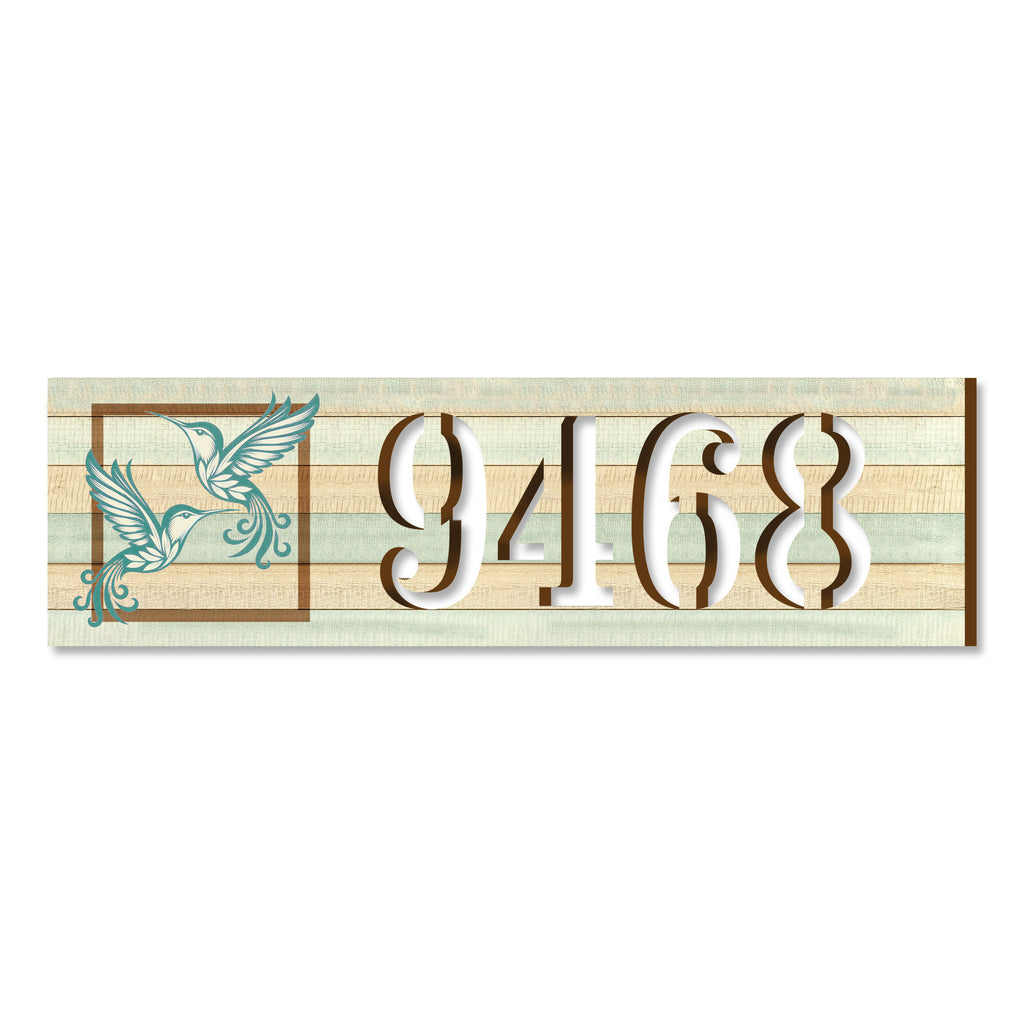 Hummingbird Couple House Number Sign – Handcrafted Wooden Address Plaque for Porch, Entryway, or Garden – Custom Home Handcrafted Wooden Address Sign MA989831